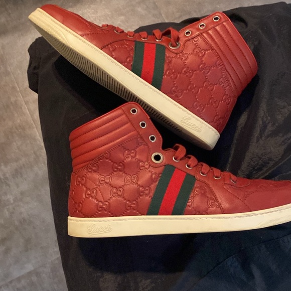 GUCCI GUCCISSIMA TRAINERS SIZE 9 OR 43 EURO FITS LIKE 9.5-10 BURNT RED COLOR - Picture 8 of 14